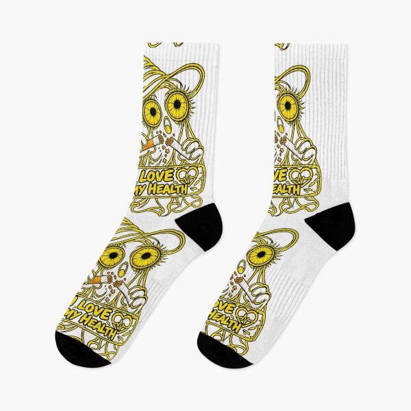Item preview, I Love My Health Anti Smoking Ghost Yellow Black Line Art designed and sold by RAYOUS.