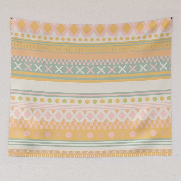 Item preview, Pastel Boho Stripe Soft Geometric Folk Pattern designed and sold by Kelly Dietrich Mandala & Fractal Art.