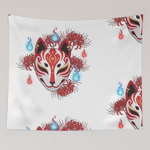 Item preview, Red and Gold Kitsune Fox Mask designed and sold by Rahat3344.