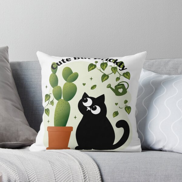 Item preview, Cute Black Cat and Cactus Funny Cartoon Design designed and sold by unadeara.