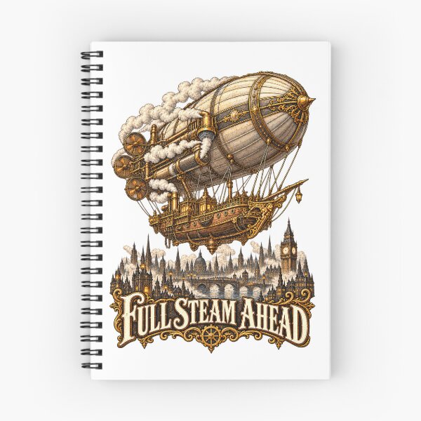 Item preview, Full Steam Ahead – Steampunk Zeppelin Over Victorian City designed and sold by A5ranchmerch.