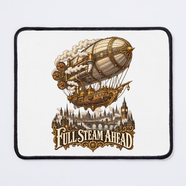 Item preview, Full Steam Ahead – Steampunk Zeppelin Over Victorian City designed and sold by A5ranchmerch.