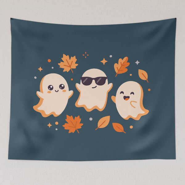 Item preview, Cute Spooky Ghosts Fall Leaves designed and sold by karamram.