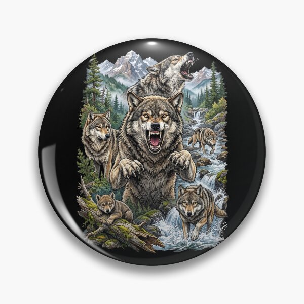 Item preview, Wolf Pack Howling Mountain Forest Wildlife designed and sold by TeeARTHY.