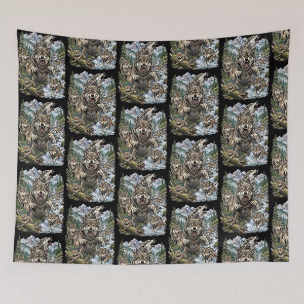 Item preview, Wolf Pack Howling Mountain Forest Wildlife designed and sold by TeeARTHY.