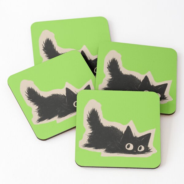 Item preview, Sneaky Fluffy Black Cat Lurking – Cute Spooky Kitten Sticker designed and sold by Audra-studio.