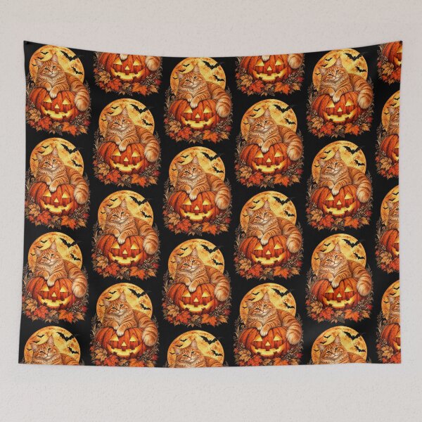 Item preview, Ginger Cat Halloween Pumpkin Harvest Moon designed and sold by TeeARTHY.