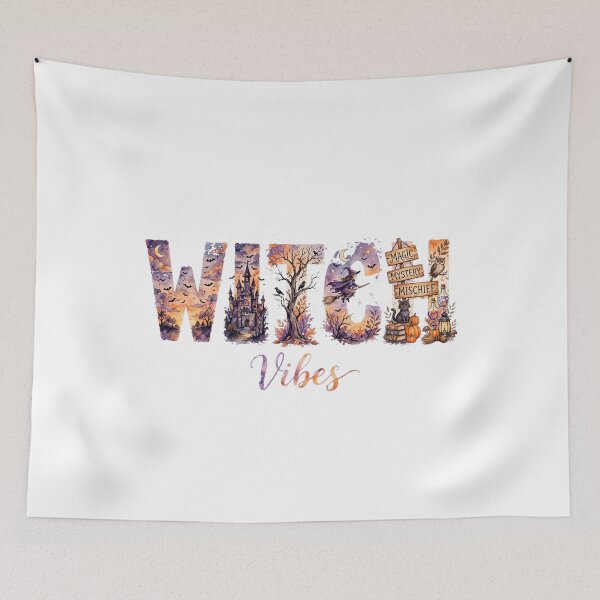 Item preview, Witch Vibes Watercolor Halloween Witchy Castle Bats Magic Design designed and sold by OmniaRozza.