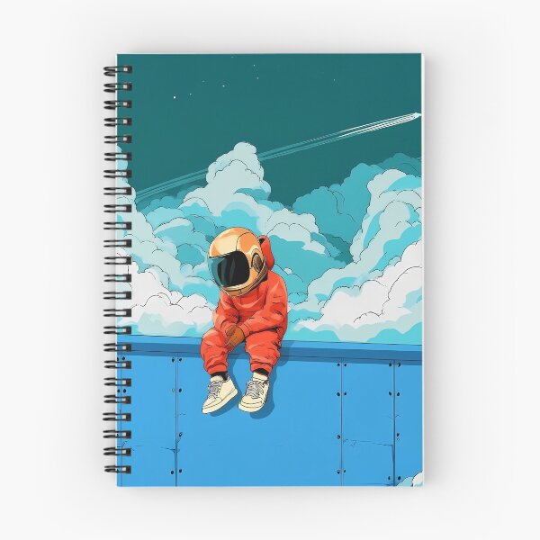 Item preview, Orange Astronaut Sitting Above Clouds Aesthetic Art designed and sold by Lunat1kk.