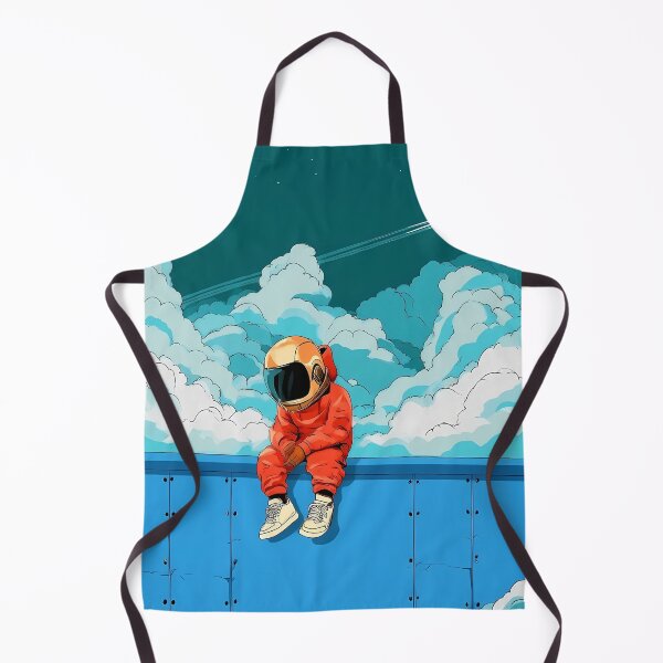 Item preview, Orange Astronaut Sitting Above Clouds Aesthetic Art designed and sold by Lunat1kk.