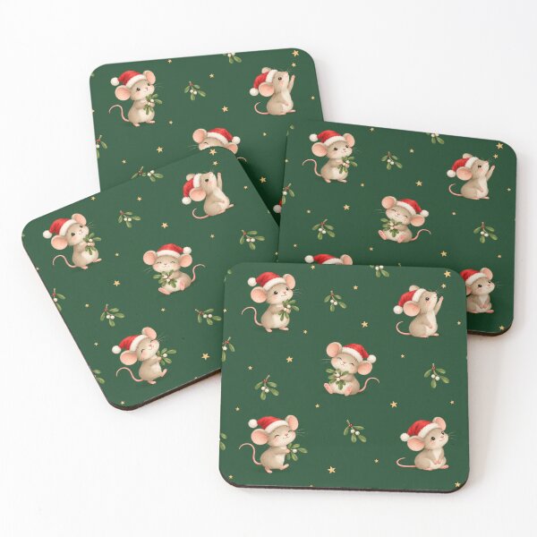 Item preview, Cute Christmas Mice Santa Hats Mistletoe Star Pattern designed and sold by Meandmyshop.