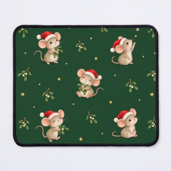 Item preview, Cute Christmas Mice Santa Hats Mistletoe Star Pattern designed and sold by Meandmyshop.