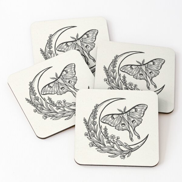 Item preview, Luna Moth And Crescent Moon Line Art designed and sold by Rahat3344.