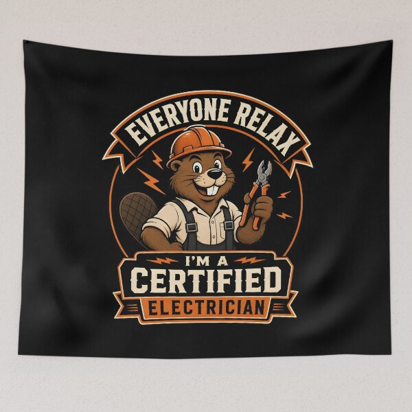 Item preview, Everyone Relax I'm A Certified Electrician Funny Beaver Electrical Humor designed and sold by LeSoniPapaPrint.