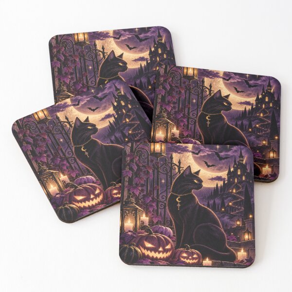 Item preview, Black Cat Halloween Gothic Moon Art designed and sold by tmoca.