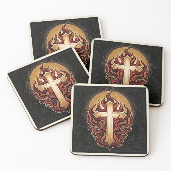 Item preview, Cross in Flames Divine Fire Christian Art designed and sold by MantoSagrado.