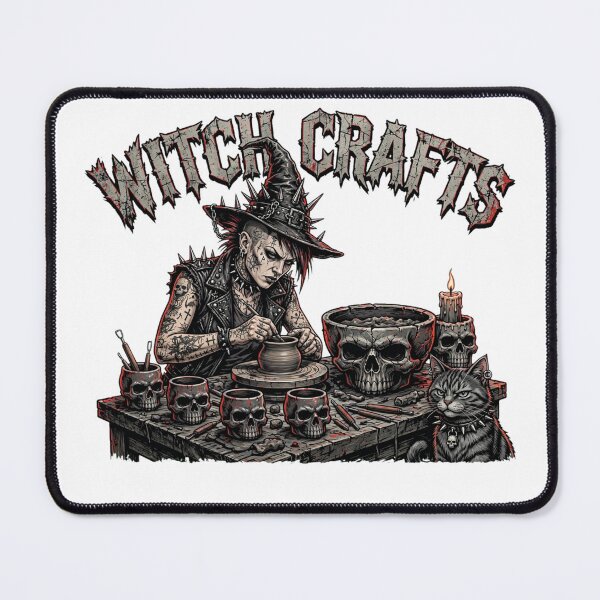 Item preview, Witch Crafts Funny Punk Witch Pottery Skull Mug Black Cat Halloween Sticker designed and sold by inkfluenceart.