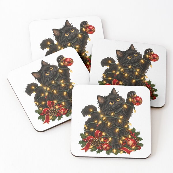 Item preview, Black Cat Christmas Lights Funny Holiday Cat Art designed and sold by victorsuarez.