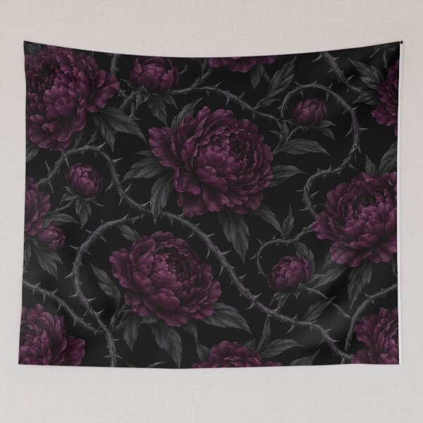 Item preview, Dark Floral Peonies with Thorny Vines Pattern designed and sold by Owcomm.