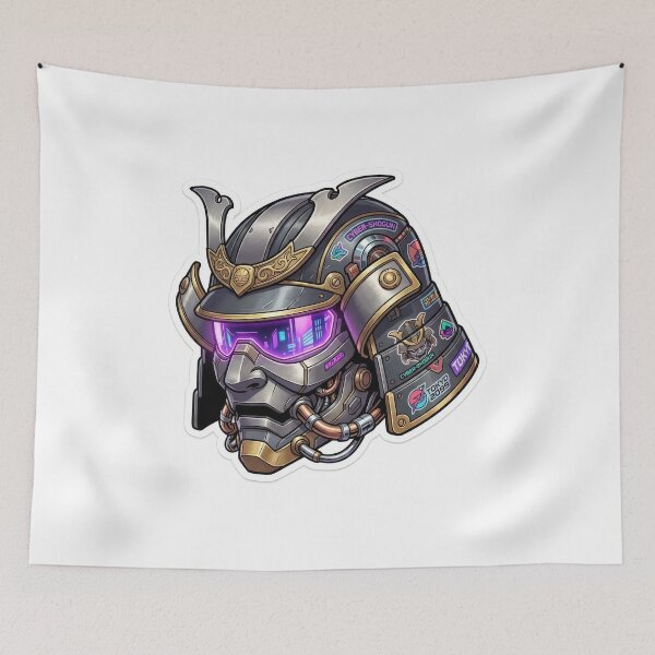 Item preview, Cyberpunk Samurai Helmet With Neon Visor designed and sold by Rahat3344.