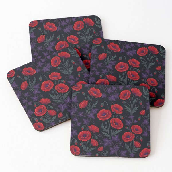 Item preview, Dark Floral Red Poppies Seamless Pattern designed and sold by Owcomm.