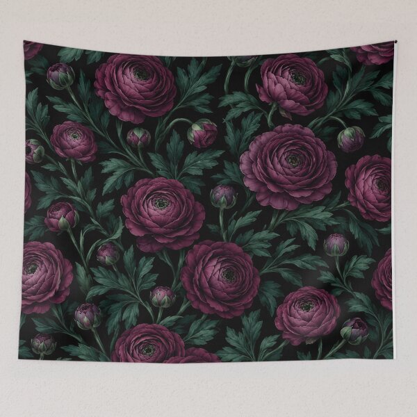 Item preview, Dark Floral Burgundy Peony Ranunculus Pattern designed and sold by Owcomm.