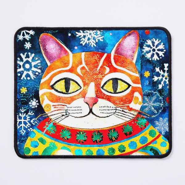 Item preview, Christmas Cat With Vibrantly Colorful Sweater And Snowflakes designed and sold by DEC02.