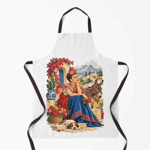 Item preview, Mexican Folk Art Woman Floral Village Frida kahlo designed and sold by TeeARTHY.