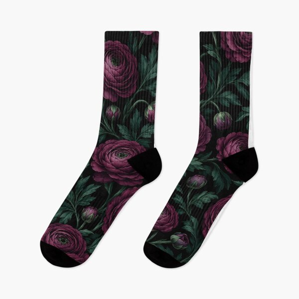 Item preview, Dark Plum Floral Ranunculus Garden Pattern designed and sold by Owcomm.