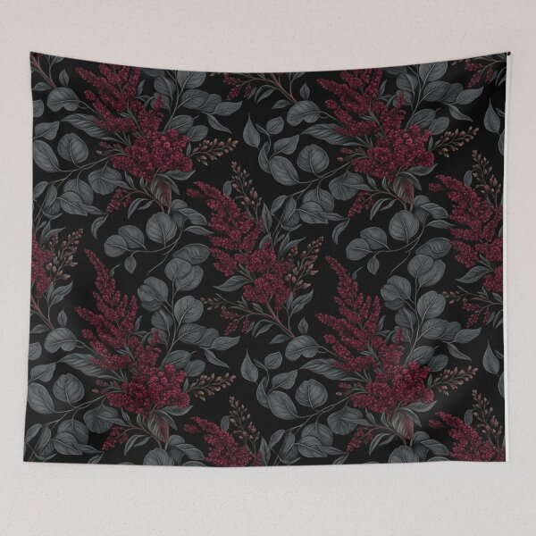 Item preview, Dark Gothic Burgundy Floral Leaves Pattern designed and sold by Owcomm.