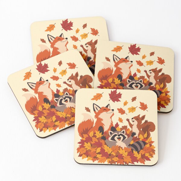 Item preview, Cute Fall Animals Playing Leaves designed and sold by karamram.