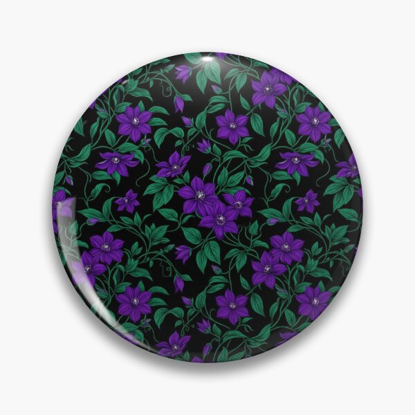 Item preview, Dark Purple Clematis Floral Vine Seamless Pattern designed and sold by Owcomm.