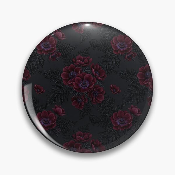Item preview, Dark Moody Floral Burgundy Anemone Fern Pattern designed and sold by Owcomm.