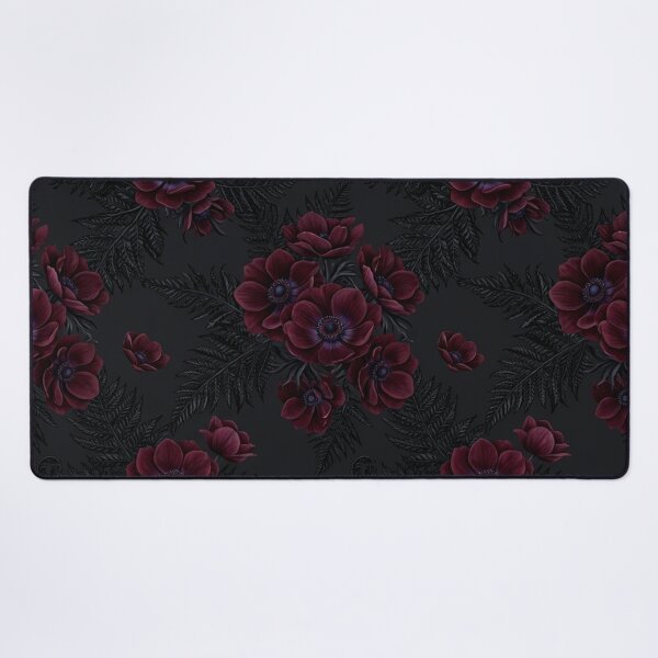 Item preview, Dark Moody Floral Burgundy Anemone Fern Pattern designed and sold by Owcomm.