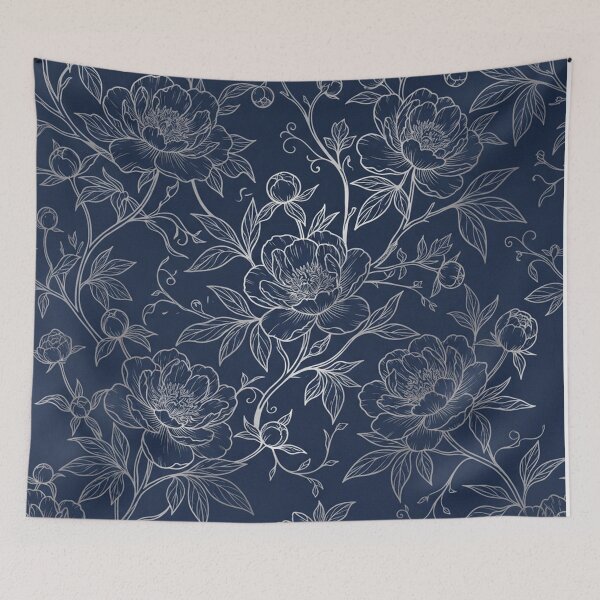 Item preview, Elegant Silver Peony Floral Line Pattern designed and sold by Owcomm.