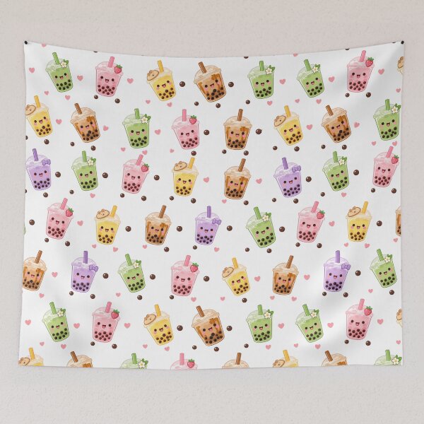 Item preview, Kawaii Bubble Tea Collection Cute Seamless Pattern Print designed and sold by Inkworksbyshery.