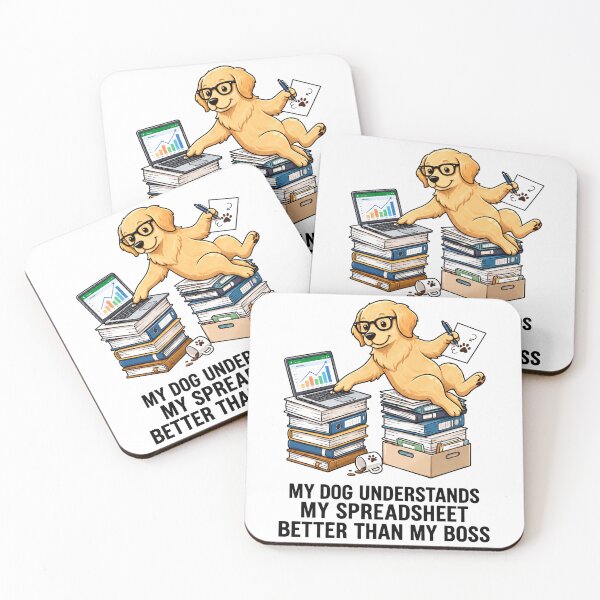 Item preview, My Dog Understands My Spreadsheet Golden Retriever Laptop Stack Design designed and sold by spreadsheetcafe.