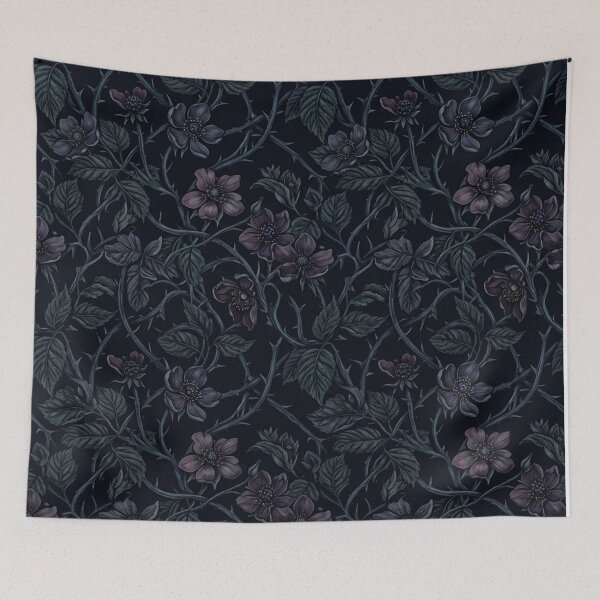 Item preview, Dark Botanical Bramble Wild Rose Pattern designed and sold by Owcomm.