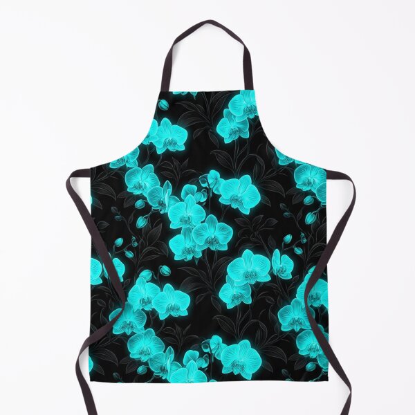 Item preview, Glowing Cyan Orchids on Dark Floral Background designed and sold by Owcomm.