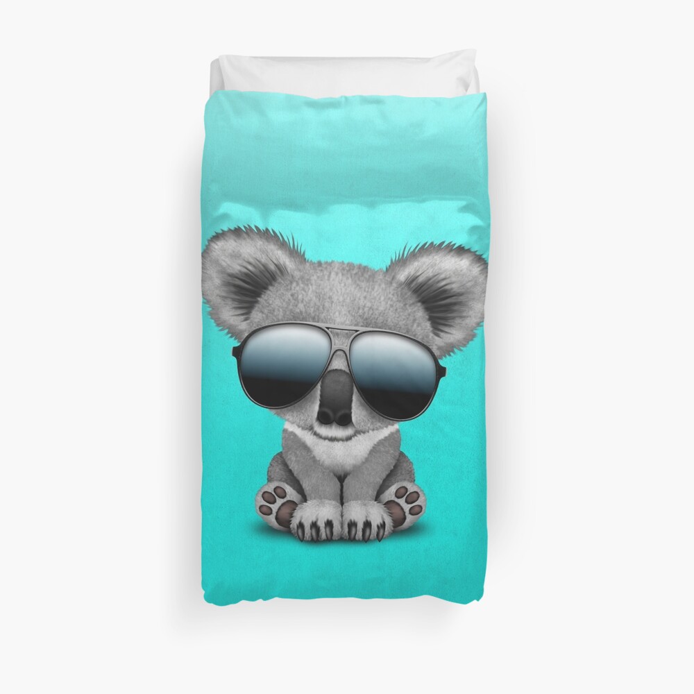 "Cute Baby Koala Bear Wearing Sunglasses" Duvet Cover by JeffBartels