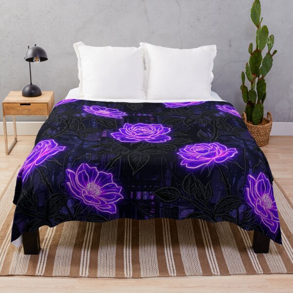 Item preview, Glowing Purple Neon Roses Floral Pattern designed and sold by Owcomm.