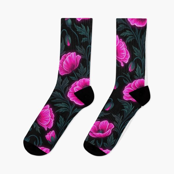 Item preview, Luminous Neon Pink Poppies Floral Pattern designed and sold by Owcomm.