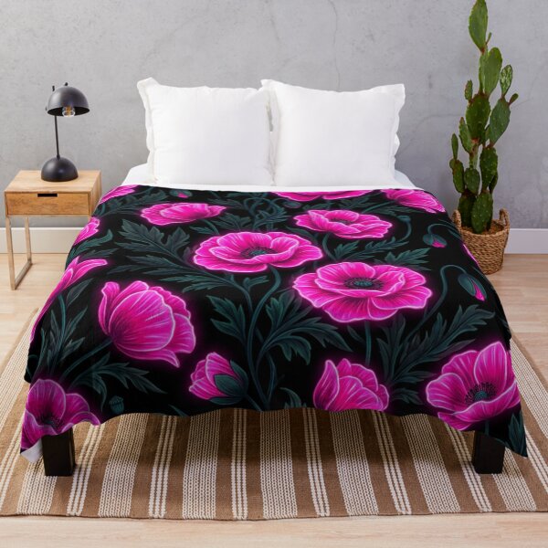 Item preview, Luminous Neon Pink Poppies Floral Pattern designed and sold by Owcomm.