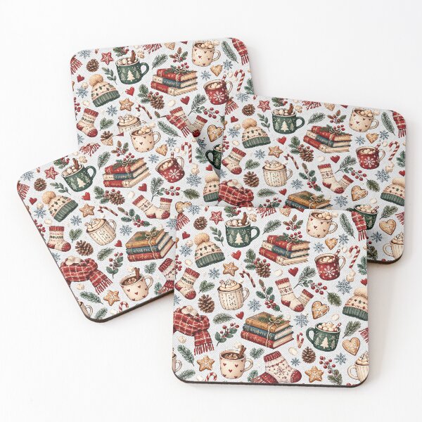 Item preview, Cozy Winter Hygge Pattern With Cocoa and Mittens designed and sold by Glottopia.