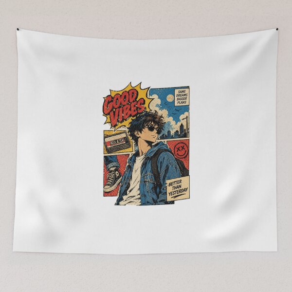 Item preview, Vintage Comic Streetwear – Good Vibes Retro Graphic designed and sold by LarkLeaf.