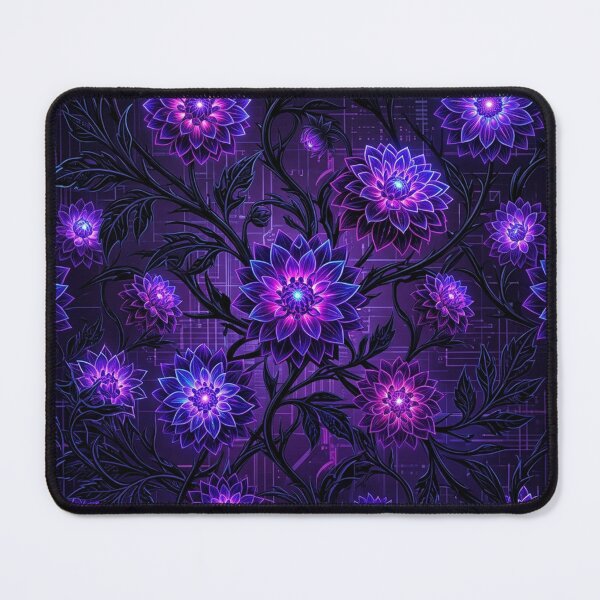 Item preview, Glowing Neon Purple Floral Botanical Pattern designed and sold by Owcomm.