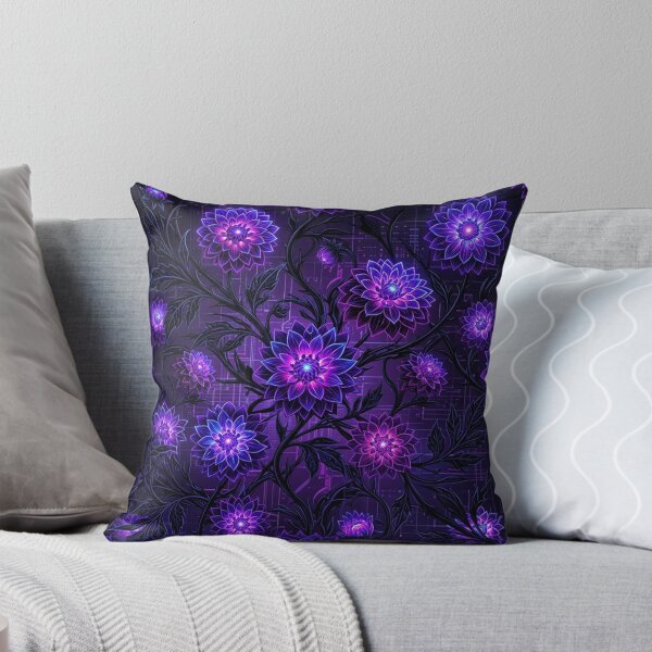 Item preview, Glowing Neon Purple Floral Botanical Pattern designed and sold by Owcomm.