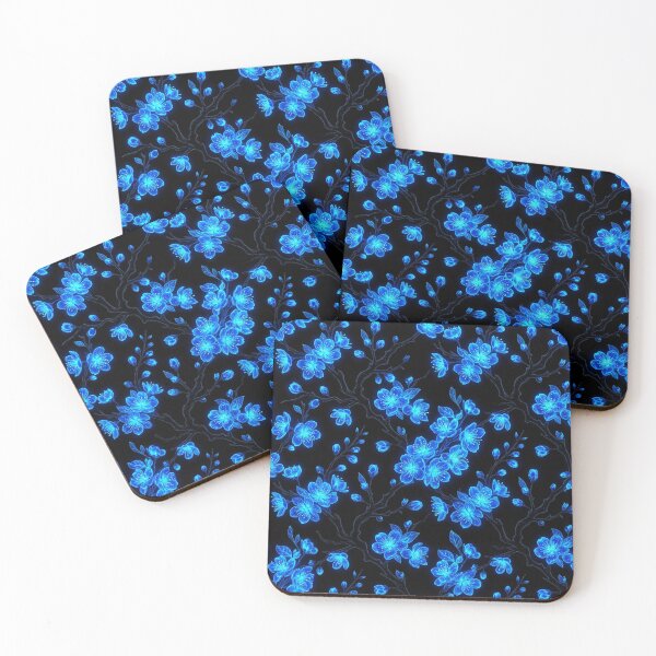 Item preview, Glowing Neon Blue Cherry Blossom Pattern designed and sold by Owcomm.