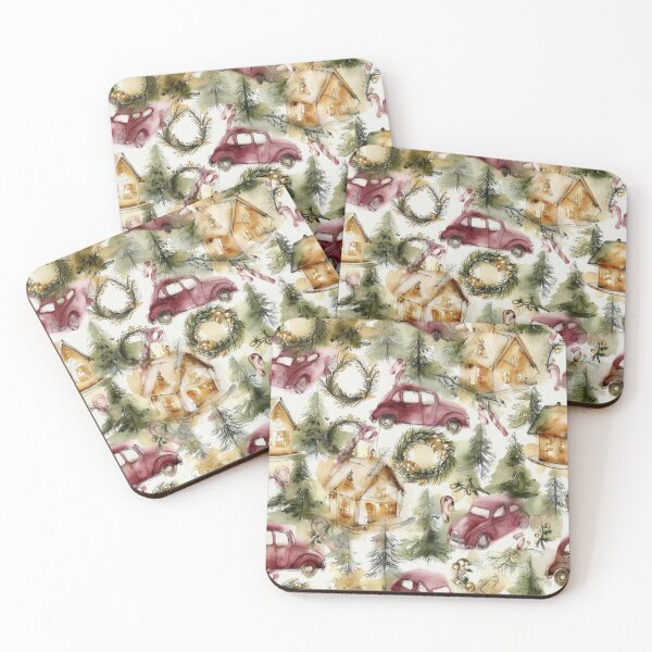 Item preview, Vintage Christmas Village Watercolor Pattern designed and sold by Dream Bloom Gallery.