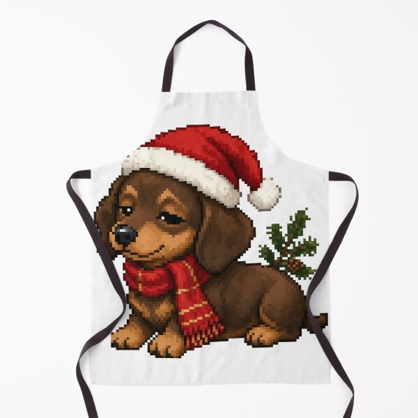 Item preview, Dachshund Santa Hat Christmas Pixel Art designed and sold by PopDigital.
